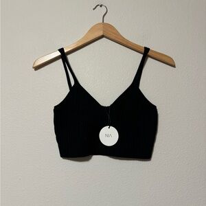 NWT NIA Black Ribbed Crop Top